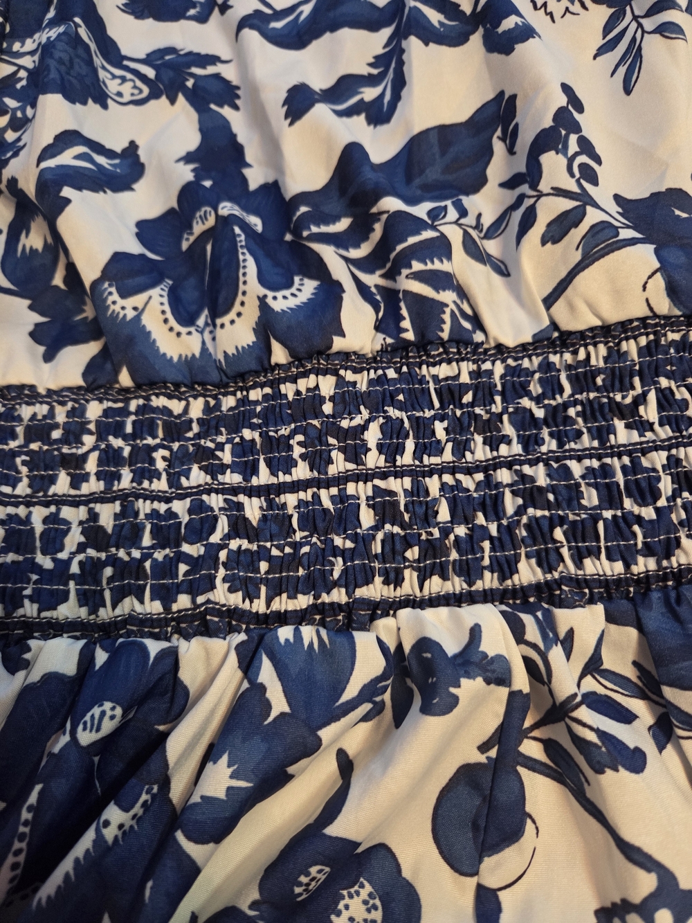 SHEIN Blue and White Floral A-Line Dress